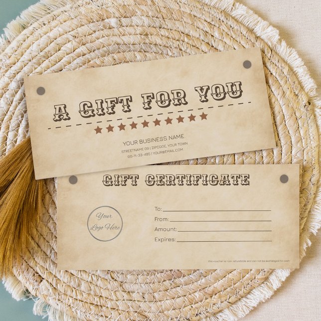 Brun occidental avec logo certificat cadeau sud (Créateur téléchargé)