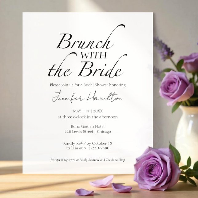 Brunch avec la mariée Fête des mariées noire et bl (Créateur téléchargé)