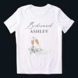 Brunch avec la mariée Robes de demoiselle d'honneu<br><div class="desc">Élégant rêveur feuillage et verres à champagne t-shirt demoiselle d'honneur</div>