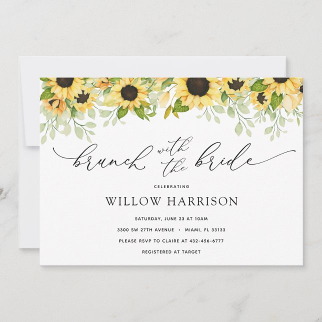Brunch avec la mariée Sunflower Shower Invitation (Devant)