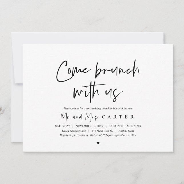 Brunch avec les jeunes mariés, invitation post-mar (Devant)