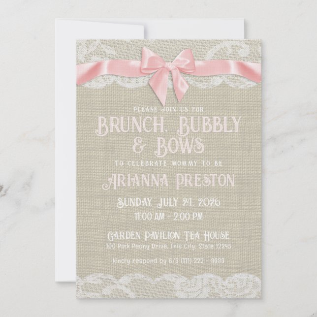 Brunch Bubbly et Bows Baby shower Invitation (Devant)