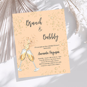 Brunch Bubbly Fête des mariées pêche invitation