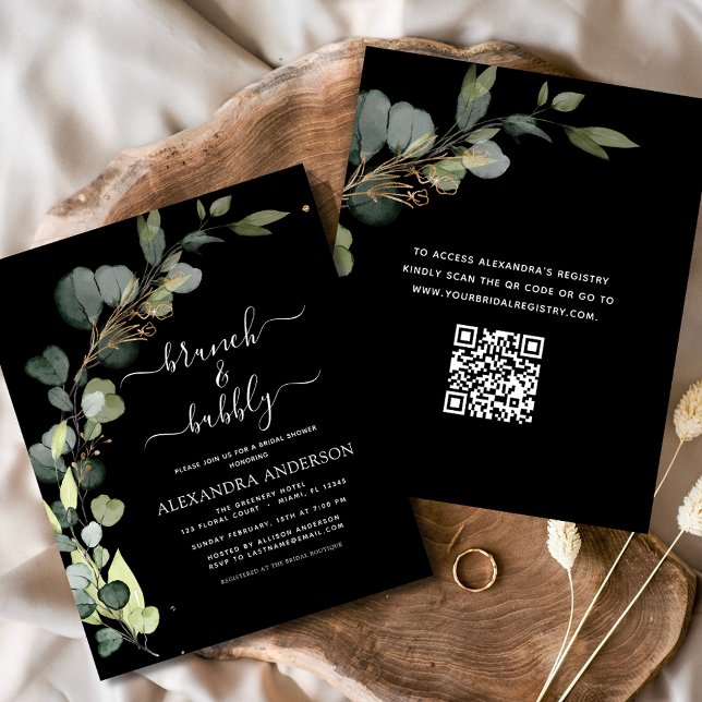 Brunch & Bubbly Fête des mariées QR Code Invitatio (Créateur téléchargé)
