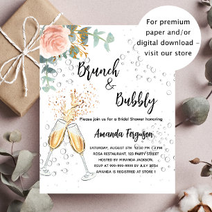 Brunch Bubbly Fête des mariées rose invitation bud