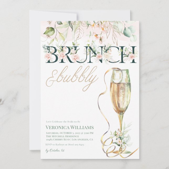 Brunch & Bubbly Invitation de douche nuptiale (Devant)