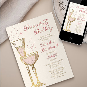 Brunch Bubbly Invitation de douche nuptiale Vintag