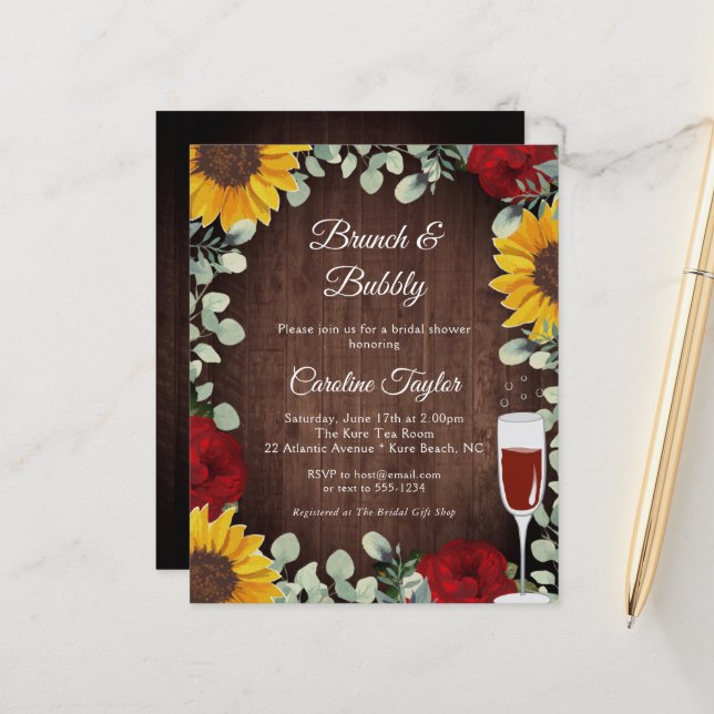 Brunch Bubbly tournesols Rose Fête des mariées à v (Devant/Arrière en situation)