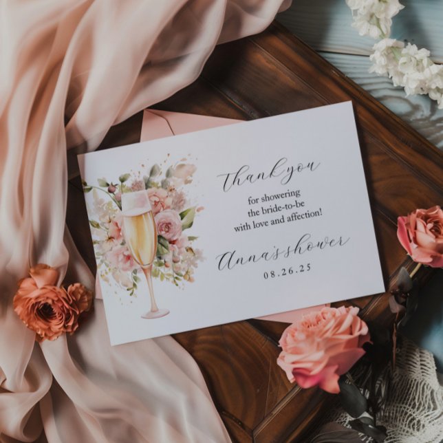 Brunch & Carte de remerciements Bubbly | Aquarelle (Créateur téléchargé)