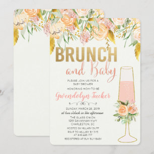 Brunch et Baby shower Bubbly Invitation