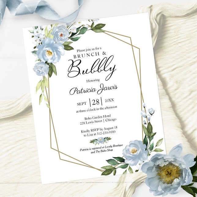 Brunch Et Bubbly Budget Floral Invitation (Créateur téléchargé)