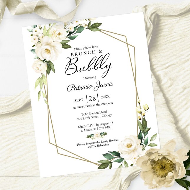 Brunch Et Bubbly Budget Floral Invitation (Créateur téléchargé)