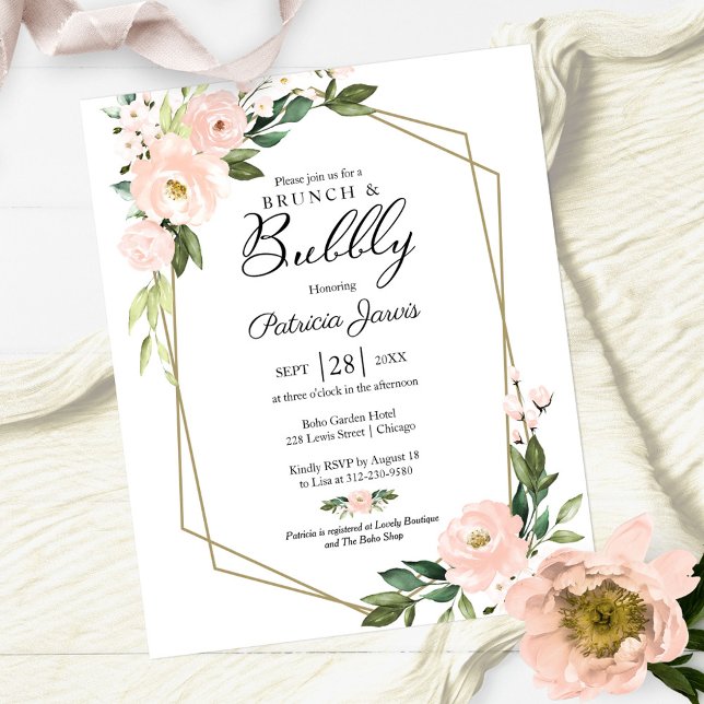 Brunch Et Bubbly Budget Floral Invitation (Créateur téléchargé)