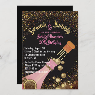 Brunch et Bubbly Champagne Invitation d'anniversai