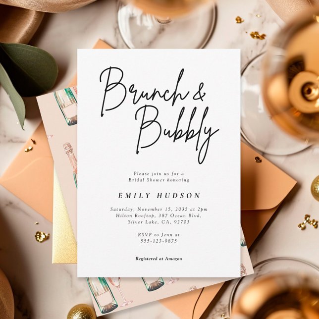 Brunch et Bubbly Elegant Bridal Shower Invitation (Créateur téléchargé)