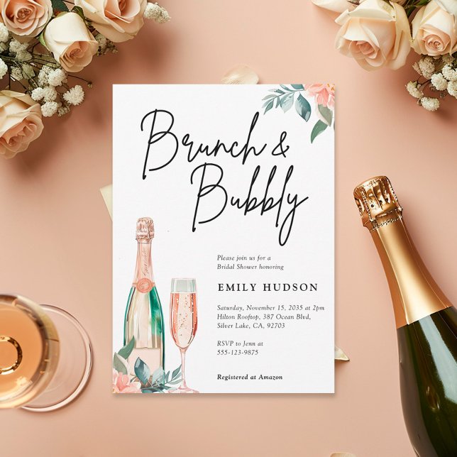 Brunch et Bubbly Elegant Bridal Shower Invitation (Créateur téléchargé)