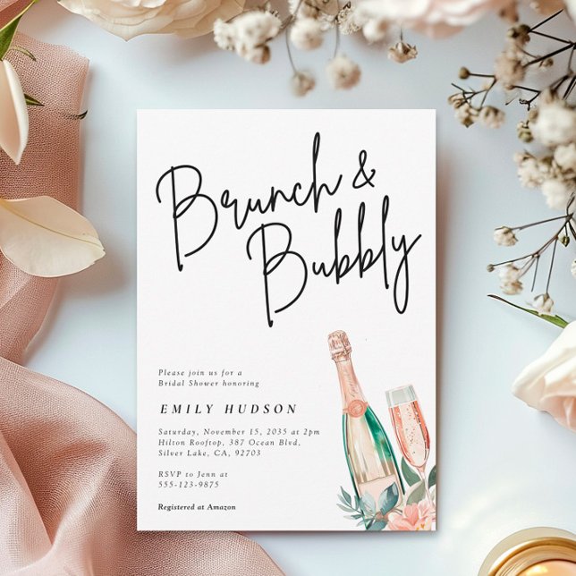 Brunch et Bubbly Elegant Bridal Shower Invitation (Créateur téléchargé)