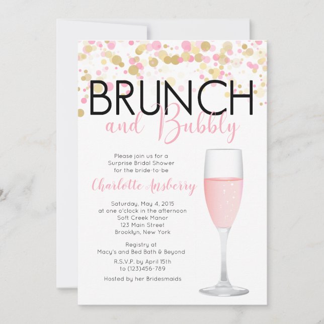 Brunch et Bubbly Floral Bridal Show Invitation (Devant)