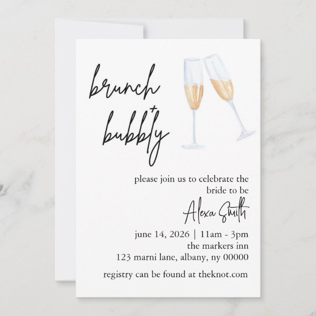Brunch et Bubbly Invitation de douche nuptiale - M (Devant)