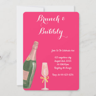 BRUNCH ET BUBBLY PINK BRIDAL DOUCHE INVITATION