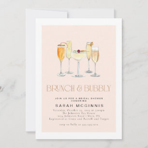 Brunch et Bubbly Prosecco Invitation de douche cha