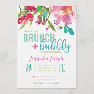 Brunch floral lumineux et invitation pétillante