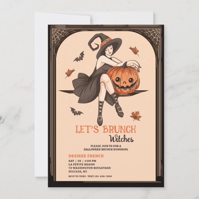 Brunch Halloween Invitation sorcière (Devant)