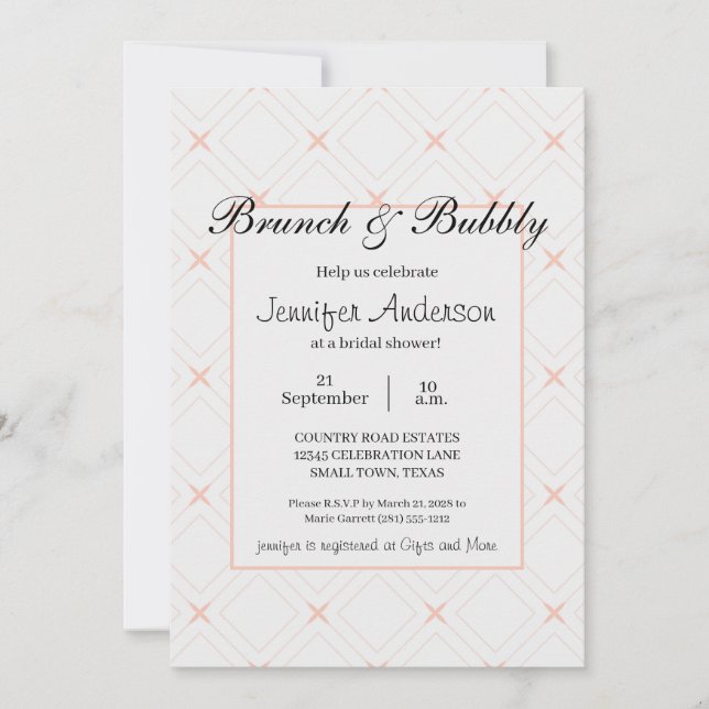 Brunch nuptial géométrique Pastel Peach et Cream (Devant)