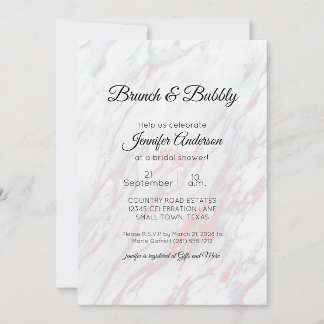 Brunch nuptial moderne en marbre rose et gris (Devant)