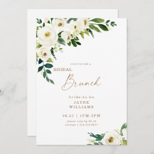 Brunch nuptial White Floral Invitation