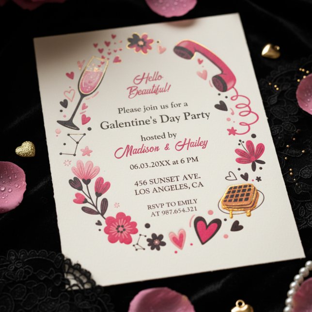 Brunch Waffle Galentine's Invitation (Galentines Brunch Party)