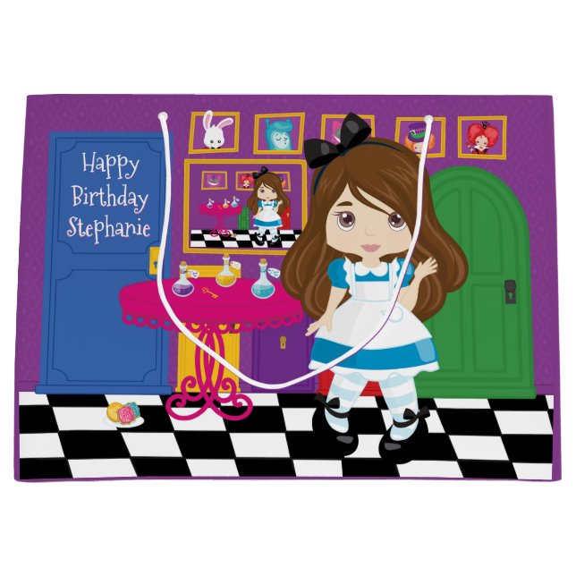 Brunette Alice - Buvez-Moi Grand Sac Cadeau (Devant)