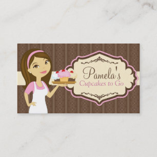 Brunette Baker Cupcake Cartes de visite D16