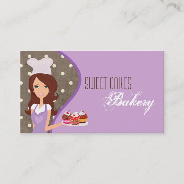 Brunette Baker Purple Brow Cakes Carte de visite (Devant)
