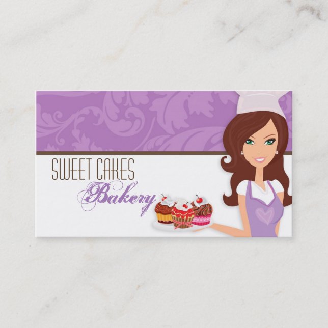 Brunette Baker Purple Brow Cakes Carte de visite (Devant)
