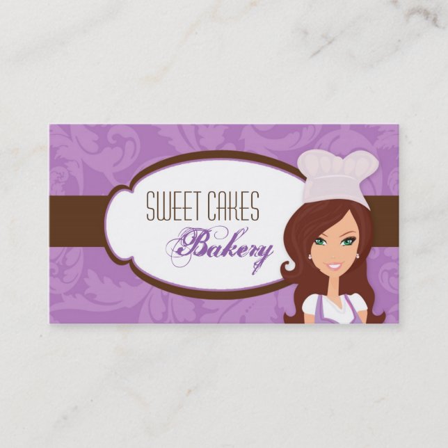 Brunette Baker Purple Brow Cakes Carte de visite (Devant)