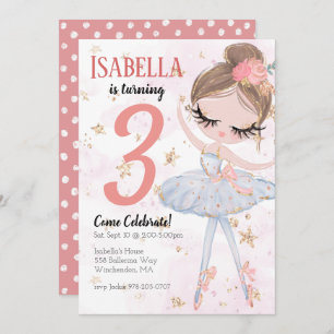 Brunette Ballerina Invitation de fête d'anniversai