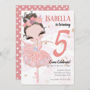 Brunette Ballerina Invitation de fête d'anniversai