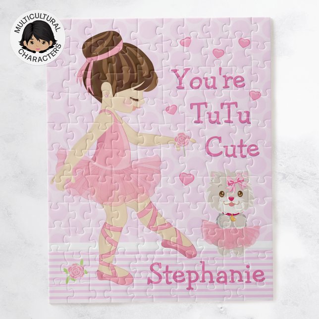 Brunette Ballerina Tutu Cute Jigsaw Puzzle (Créateur téléchargé)