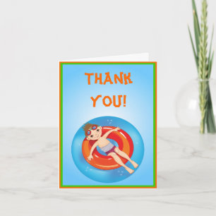 Brunette Boy Pool Party Merci Note Card