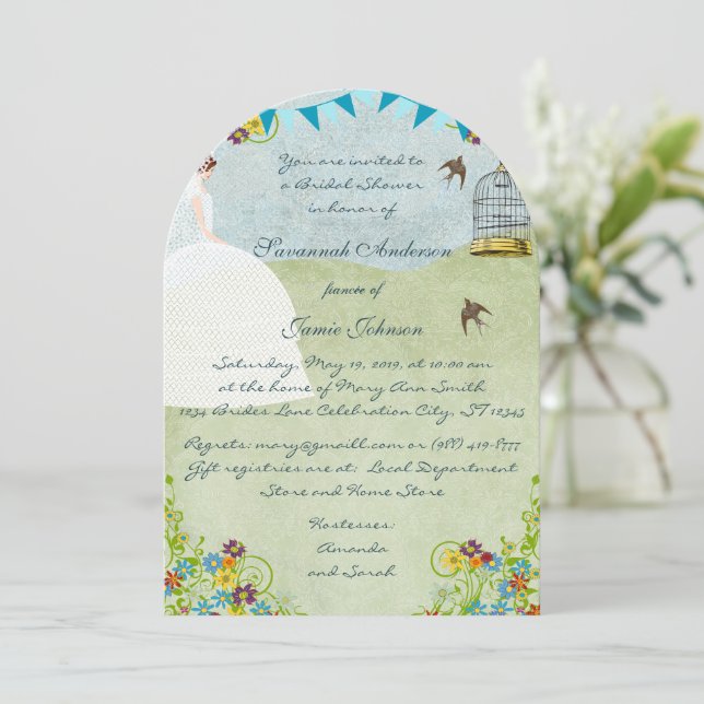 Brunette Bride Bunting Invitations de douche nupti (Debout devant)