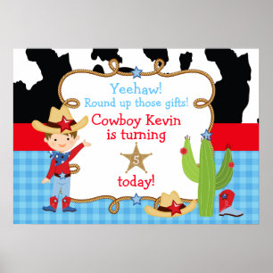 Brunette Cowboy Western Anniversaire Poster