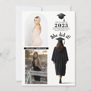 Brunette Grad Girl Grad Graduation Faire-part phot