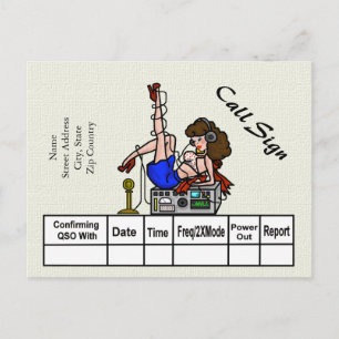 Brunette Ham Radio Pin-up Girl QSL Cartes