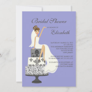 Brunette Mariée Douche nuptiale Invitation Violet