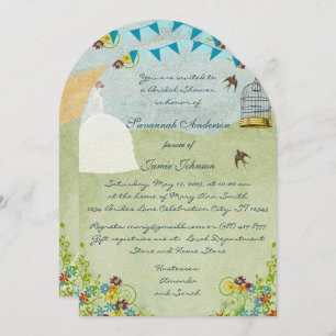 Brunette Mariée Jardin Bridal Douche Invitations
