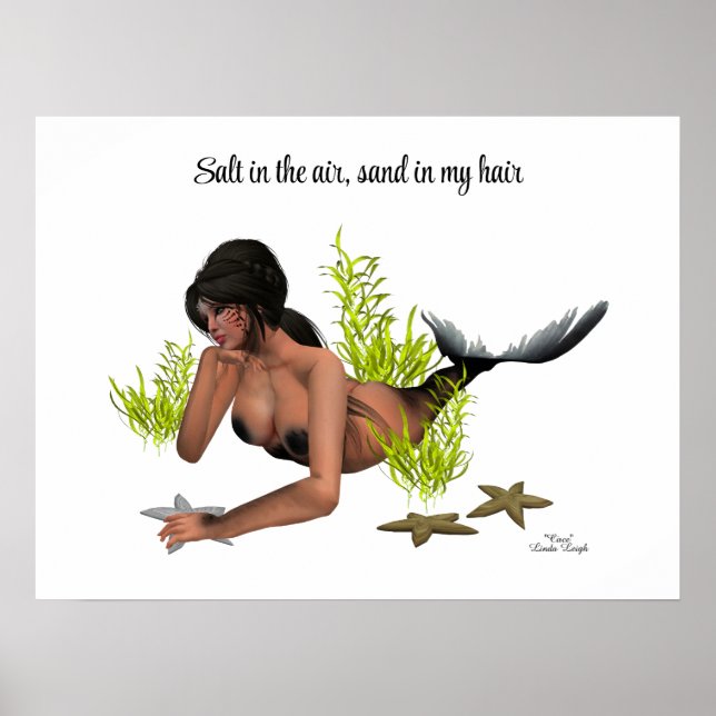 Brunette Mermaid avec Poster de Starfish (Devant)