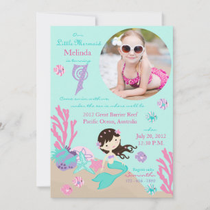 Brunette Mermaid Invitation du septième anniversai