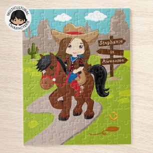 Brunette personnalisées Cowgirl Puzzle