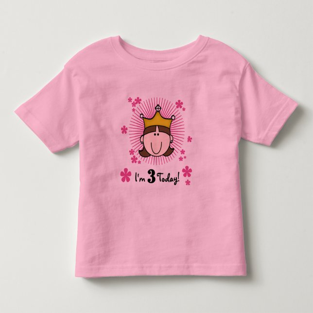 Brunette Princesse 3e Anniversaire Tshirts et cade (Devant)